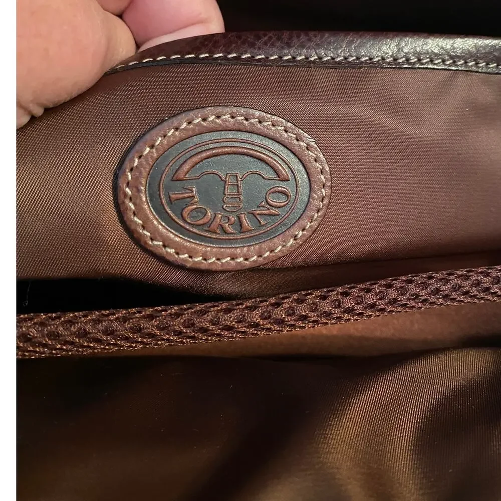 Torino Leather Portfolio Briefcase Brown Tumbled Leather Laptop Messenger Bag